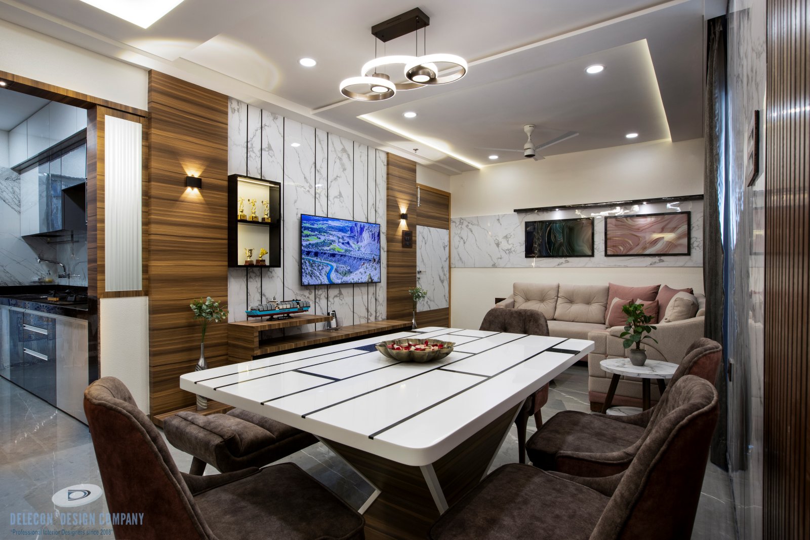 Dining area connected to living