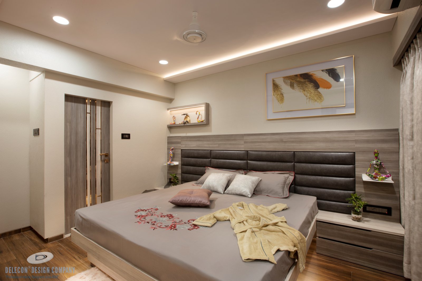 Master bedroom corner seating and decor