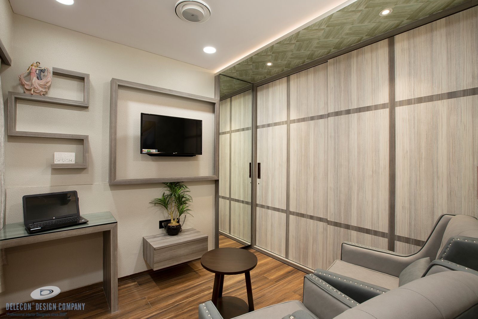 Detailed walk-in wardrobe design for luxury flat