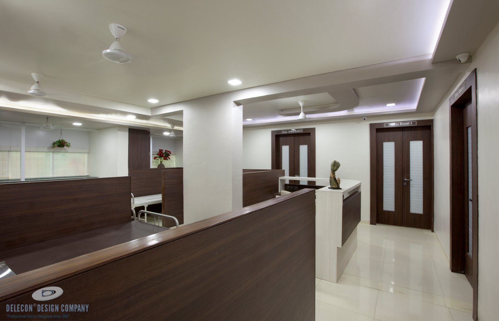 Nursing desk with charting counters and storage