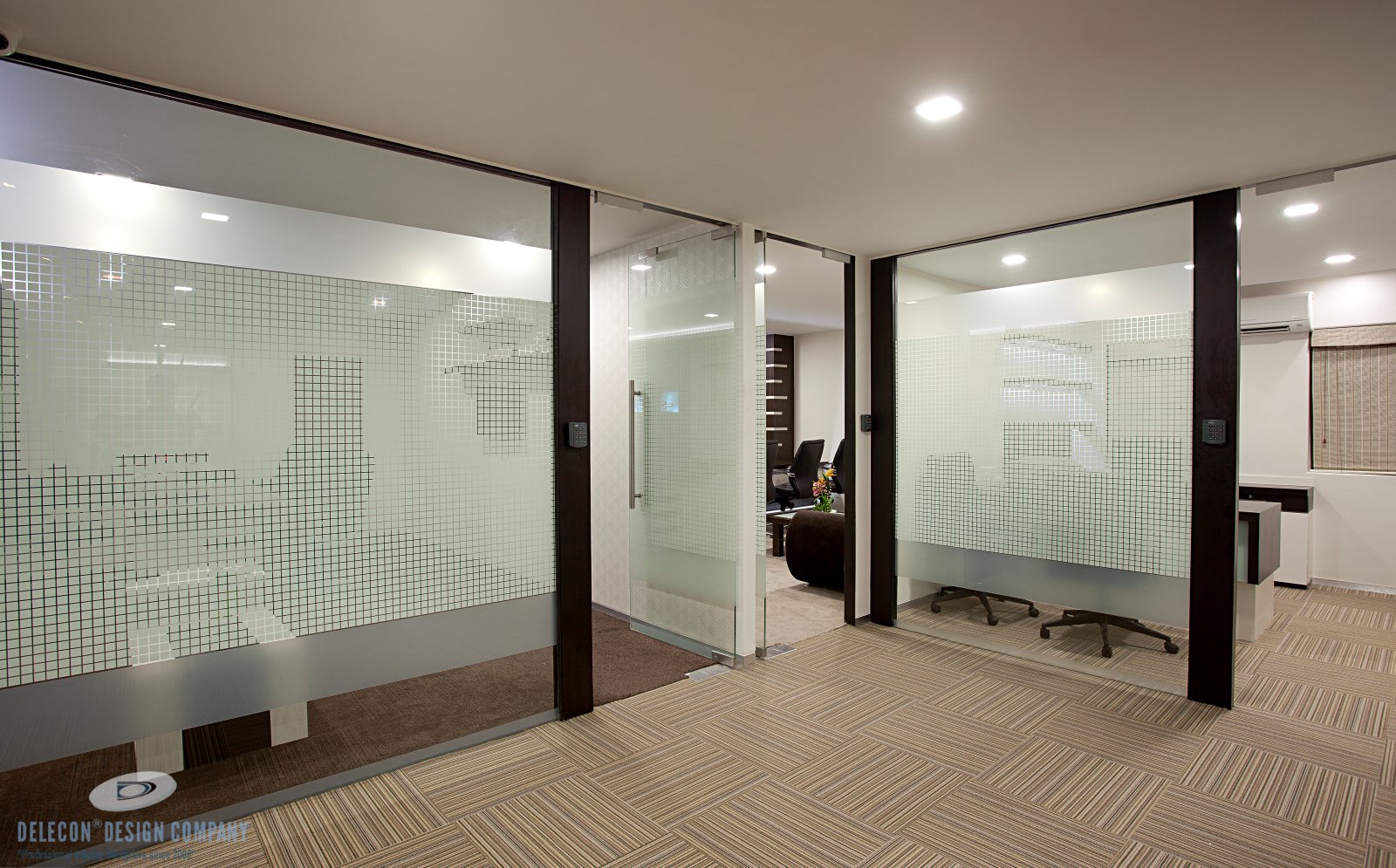 Office glass partition details in Shelton Group head office