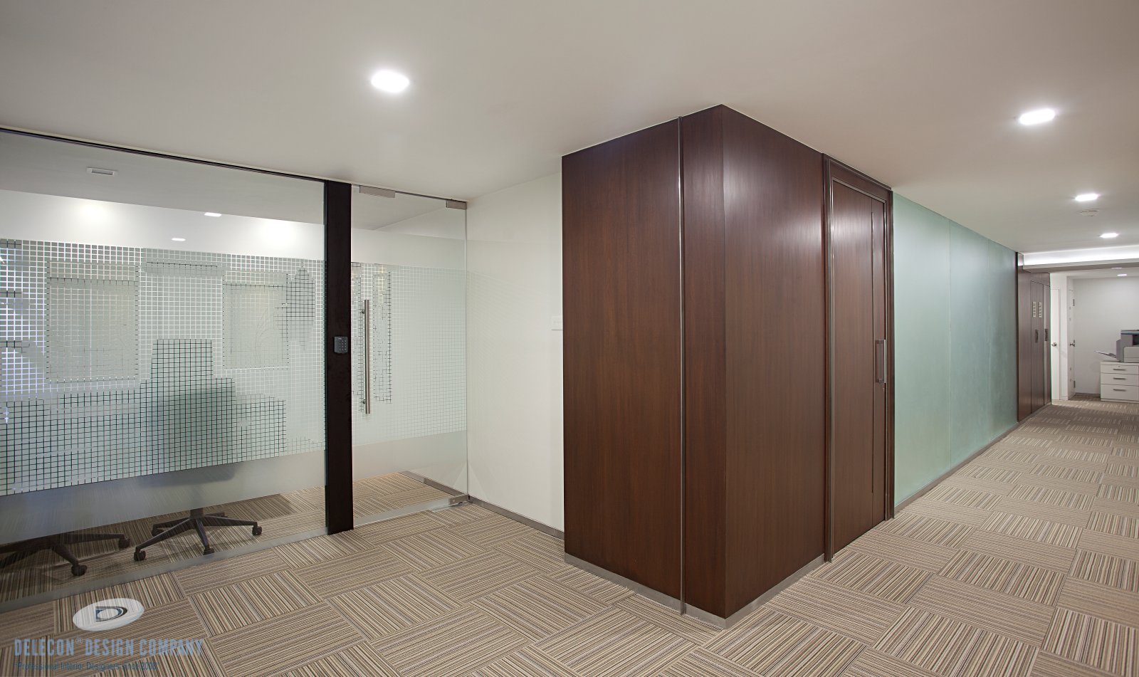 Office passage linking waiting lounge and cabins at Shelton Group
