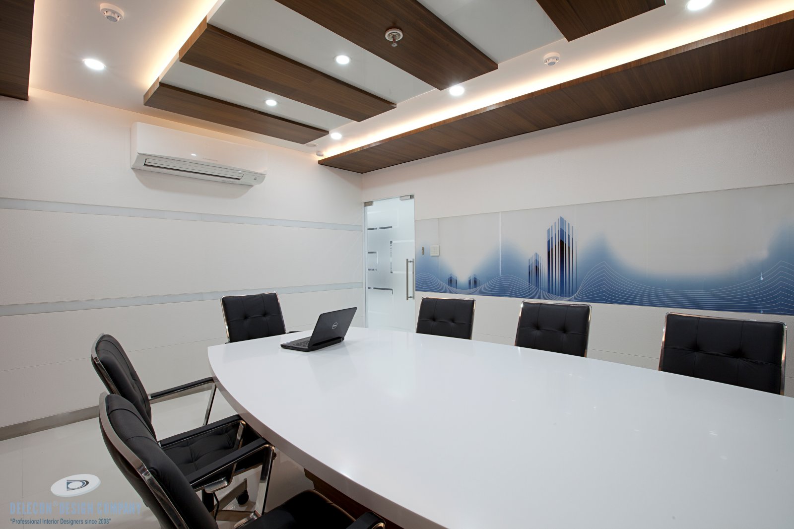 Board room wall panelling and display unit design