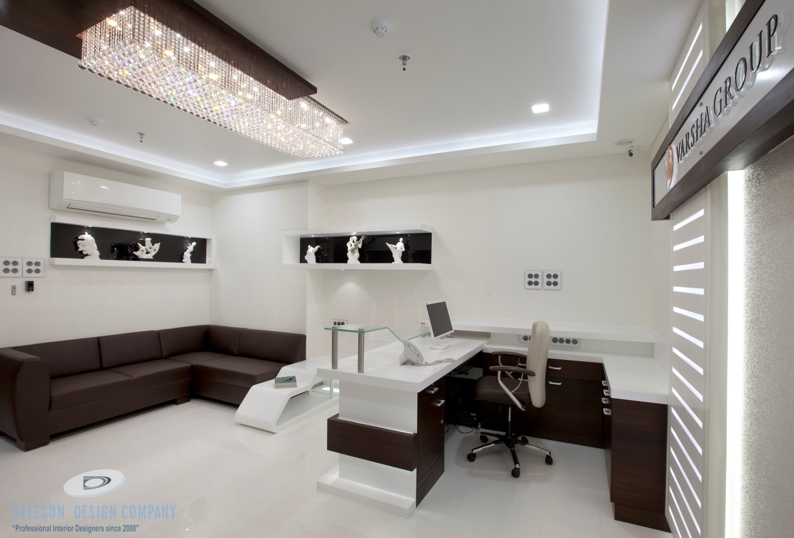 Reception interior design for Varsha Group office at Belapur